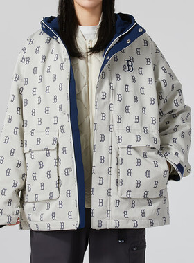 MLB夹克男女同款三合一外套可拆卸满印老花防风保暖夹克3AWJM0646