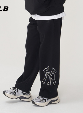 MLB情侣长裤25春季新款大LOGO阔腿裤松紧抽绳运动长裤3APTB0551