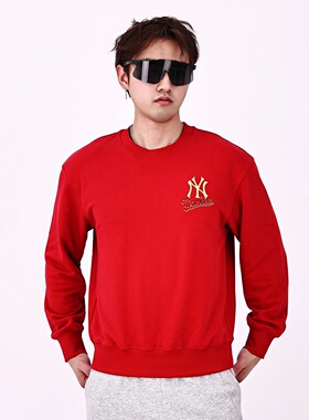 26马年新款MLB卫衣男女NY刺绣小标圆领运动休闲套头衫3AMTQ0261