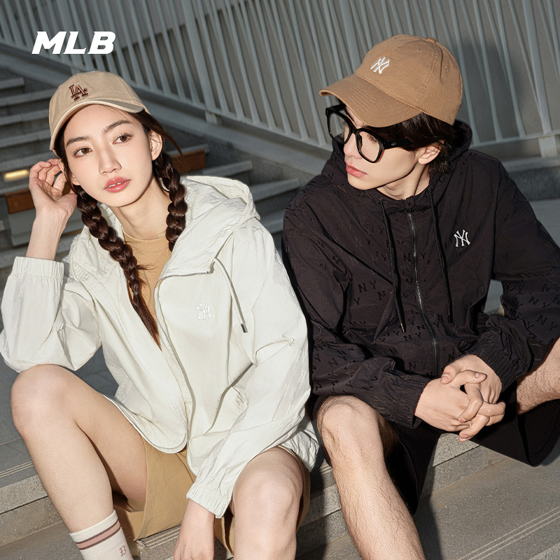 MLB情侣防风连帽夹克外套