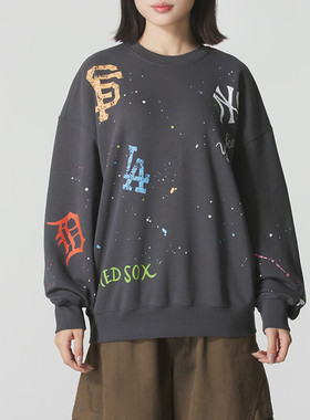 MLB卫衣男女同款25秋新款运动时尚休闲圆领套头长袖上衣3AMTG0154