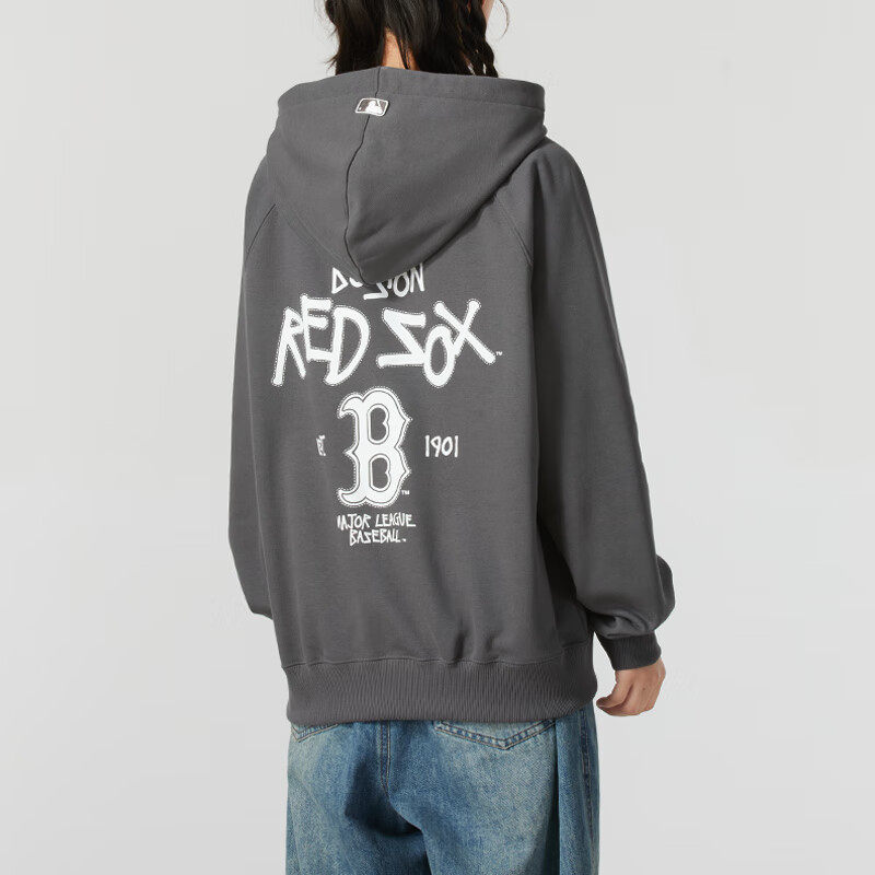 25春夏款MLB男女情侣潮流印花时尚长袖宽松连帽休闲卫衣3AHDB0551