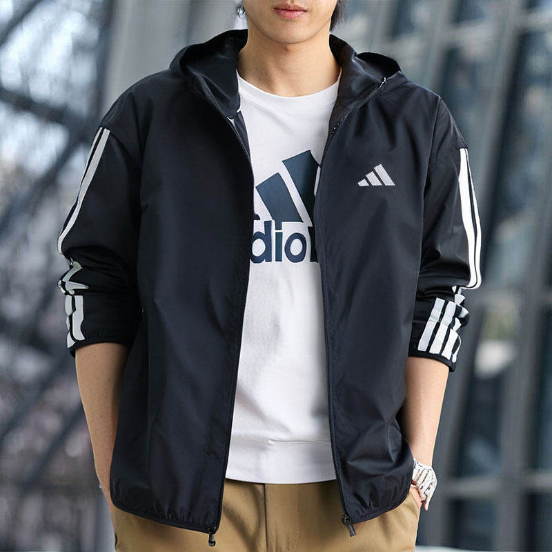 Adidas阿迪达斯外套男子春夏薄款运动休闲连帽夹克IM7848/JF3682
