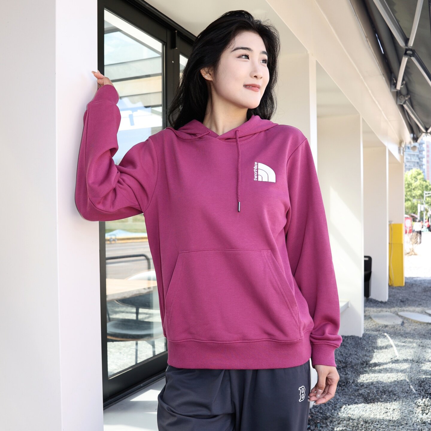 北面女户外连帽套头衫卫衣