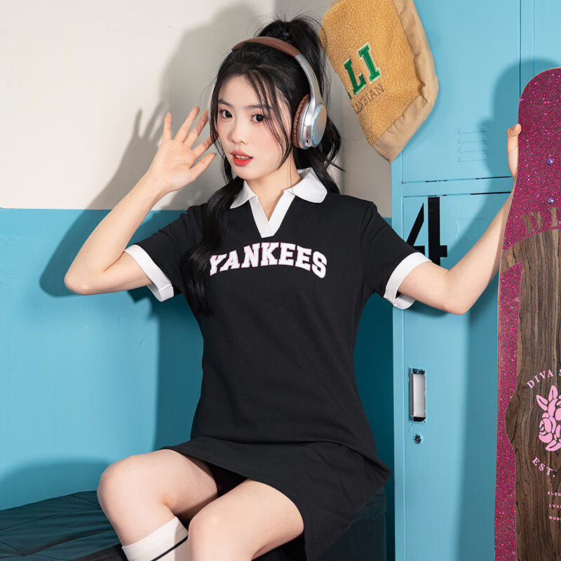 MLB女运动休闲POLO领短袖连衣裙