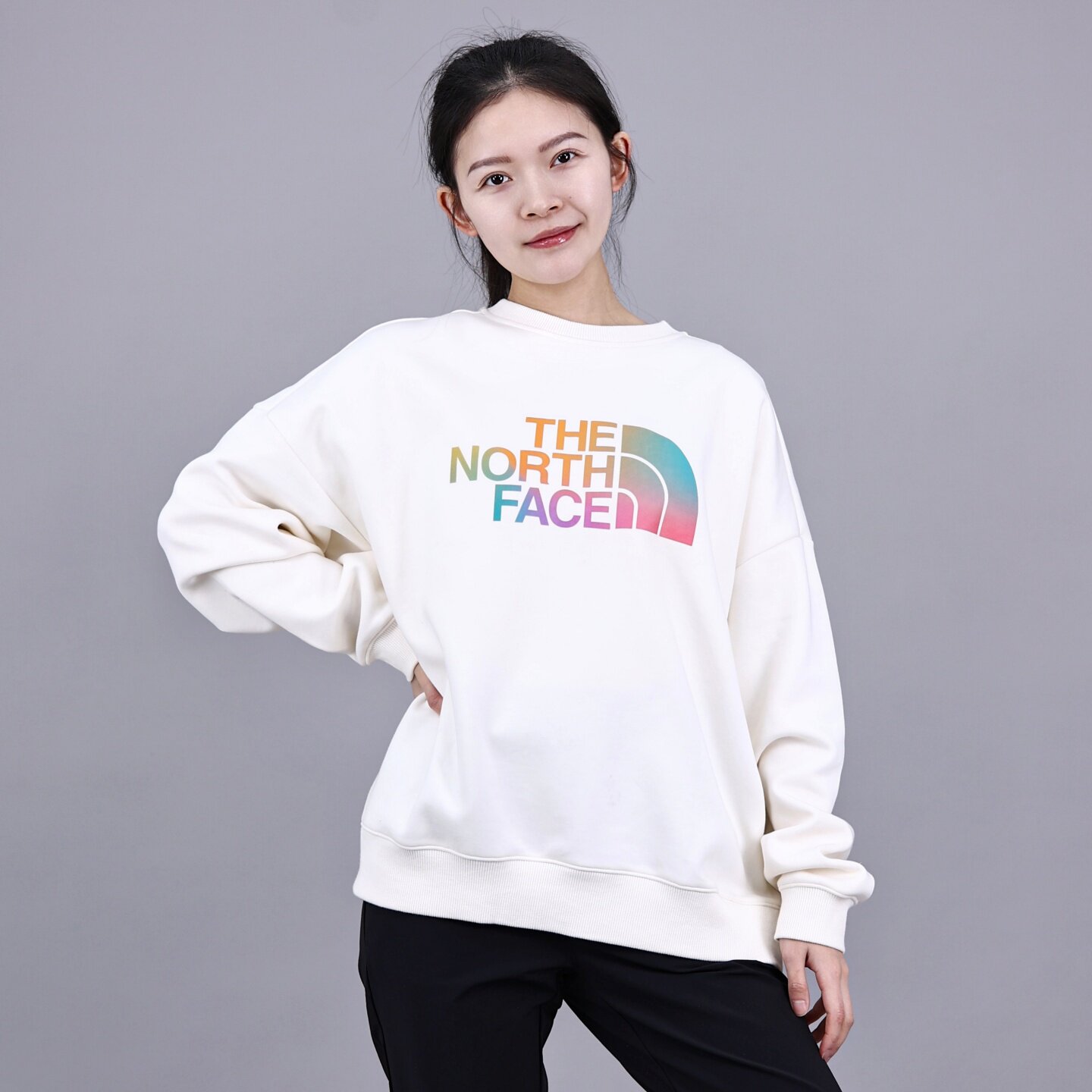 TheNorthFace北面圆领卫衣女大LOGO休闲保暖透气针织套头衫86QD