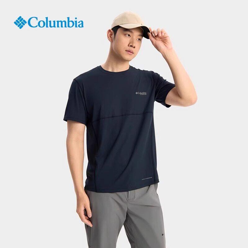 Columbia哥伦比亚男春夏户外钛金纯色透气吸湿快干圆领短袖AE1519