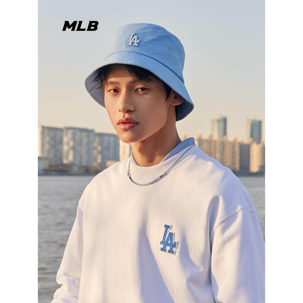 MLB帽子男女情侣NY刺绣棉质时尚渔夫帽百搭平顶遮阳帽3AHT7804N