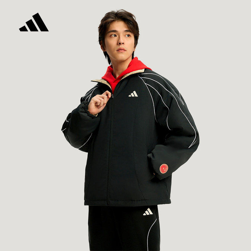 阿迪达斯男运动休闲宽松棉服外套