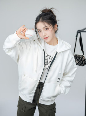 MLB外套男女同款休闲运动潮流舒适百搭连帽夹克长袖上衣3ATRB0441