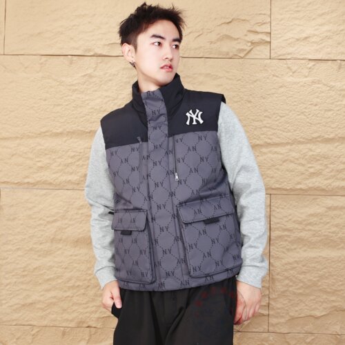 MLB情侣老花羽绒棉服马甲