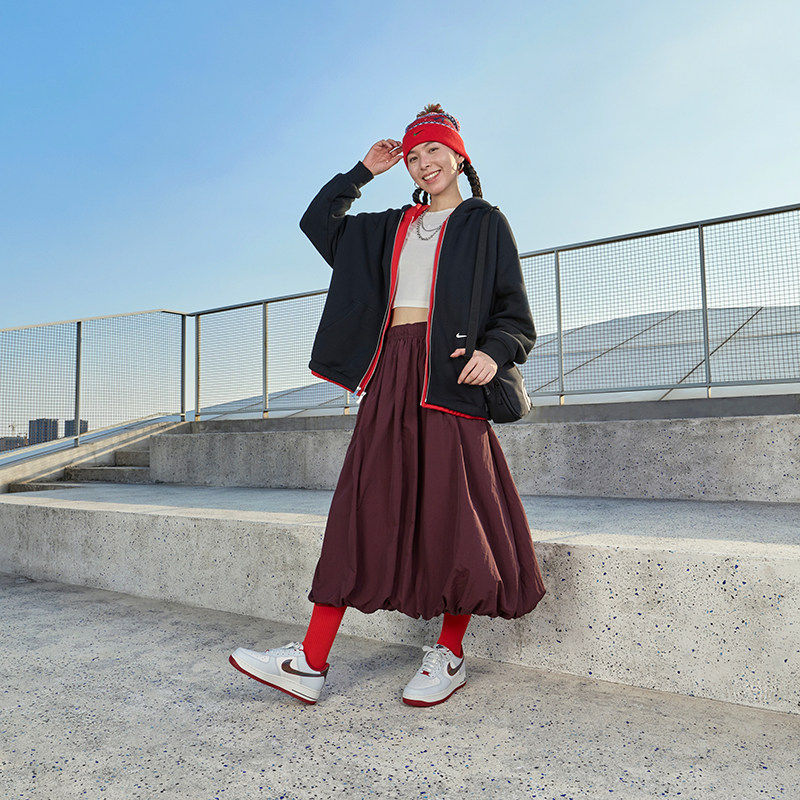 NIKE耐克卫衣女超宽松针织连帽衫冬季新款纯棉法式毛圈上衣HV1950