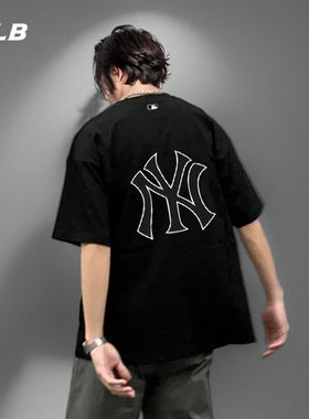 MLB短袖男女BASIC系列NY镂空印花学院风休闲运动圆领T恤3ASWB2243