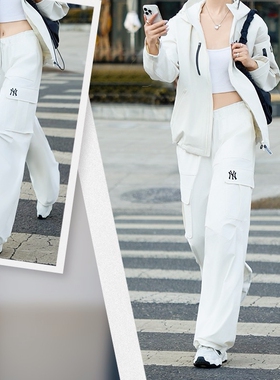 MLB长裤男女25新款NY凉感百搭阔腿裤休闲梭织运动长裤3FWPB035