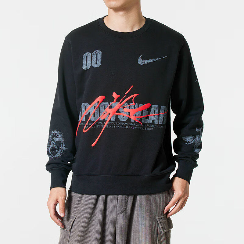 耐克男加绒圆领运动休闲针织卫衣