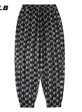 MLB长裤男女同款秋冬季运动裤户外老花系列时尚休闲裤3AWPM0134