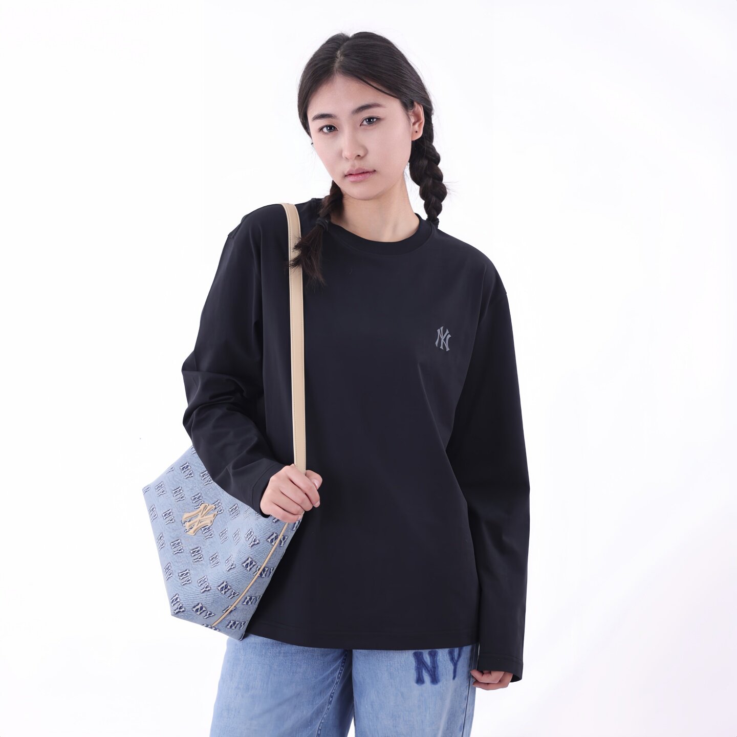 26春季新款MLB男女款运动休闲透气舒适凉感圆领长袖T恤3ATSB0161