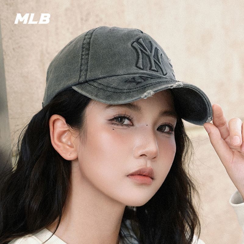 25秋新款MLB棒球帽男女NY刺绣水洗做旧字母鸭舌帽运动帽3ACPV295N
