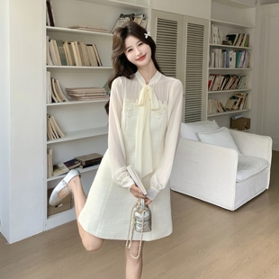 P155 2026春季 K248 2605 2B115 新款 小香风拼接雪纺千金风连衣裙