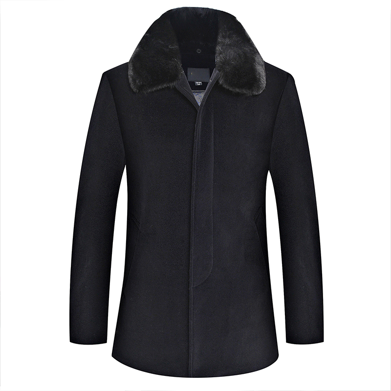 冬季中长款毛呢大衣男士加绒加厚