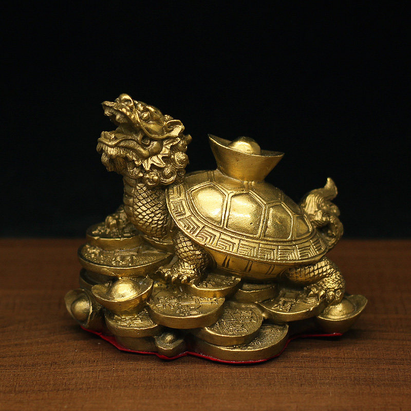 黄铜招财镇宅龙龟摆件家居工艺品