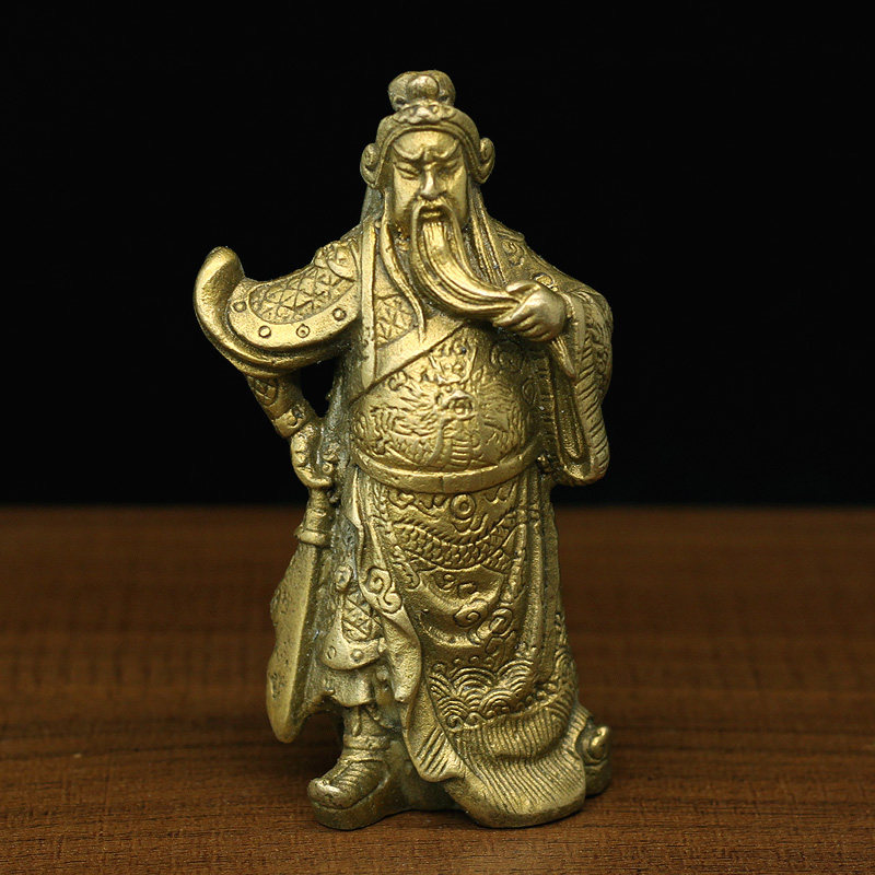 小号纯铜武财神关公二爷摆件书房书桌电脑桌办公桌桌面装饰工艺品