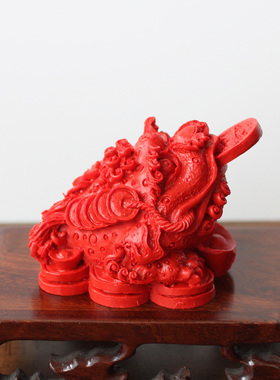 天然原矿石料朱砂迷你小号三足脚金蟾桌面小摆件办公室装饰吉祥物