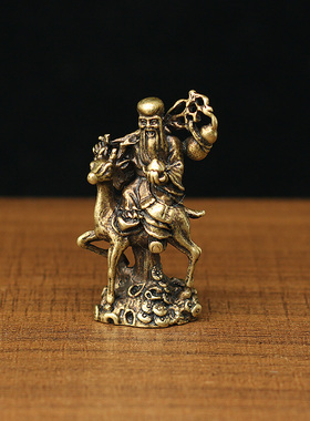 中式迷你黄铜复古南极仙翁小摆件