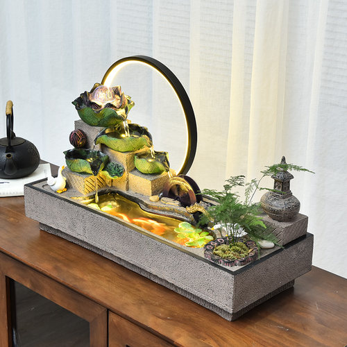 新中式循环水喷泉流水摆件