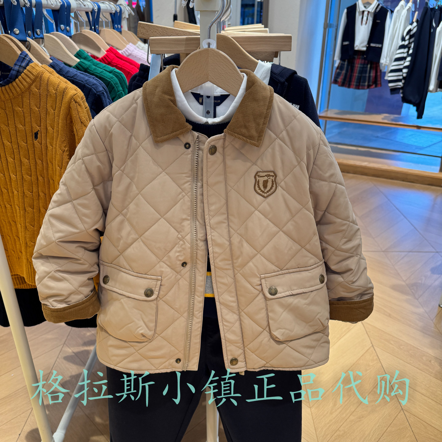 Polowalk童装秋男童翻领棉服外套