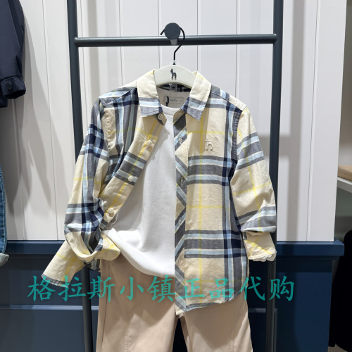 hazzys哈吉斯童装春男童格纹衬衫