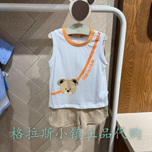 男宝纯棉背心短裤 套装 24年夏款 PawinPaw婴童专柜正品 PCCZE2573M