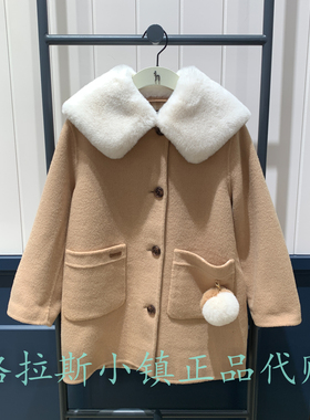 hazzys哈吉斯童装国内代购2025冬新款女童羊毛大衣HTW11CC62MBG