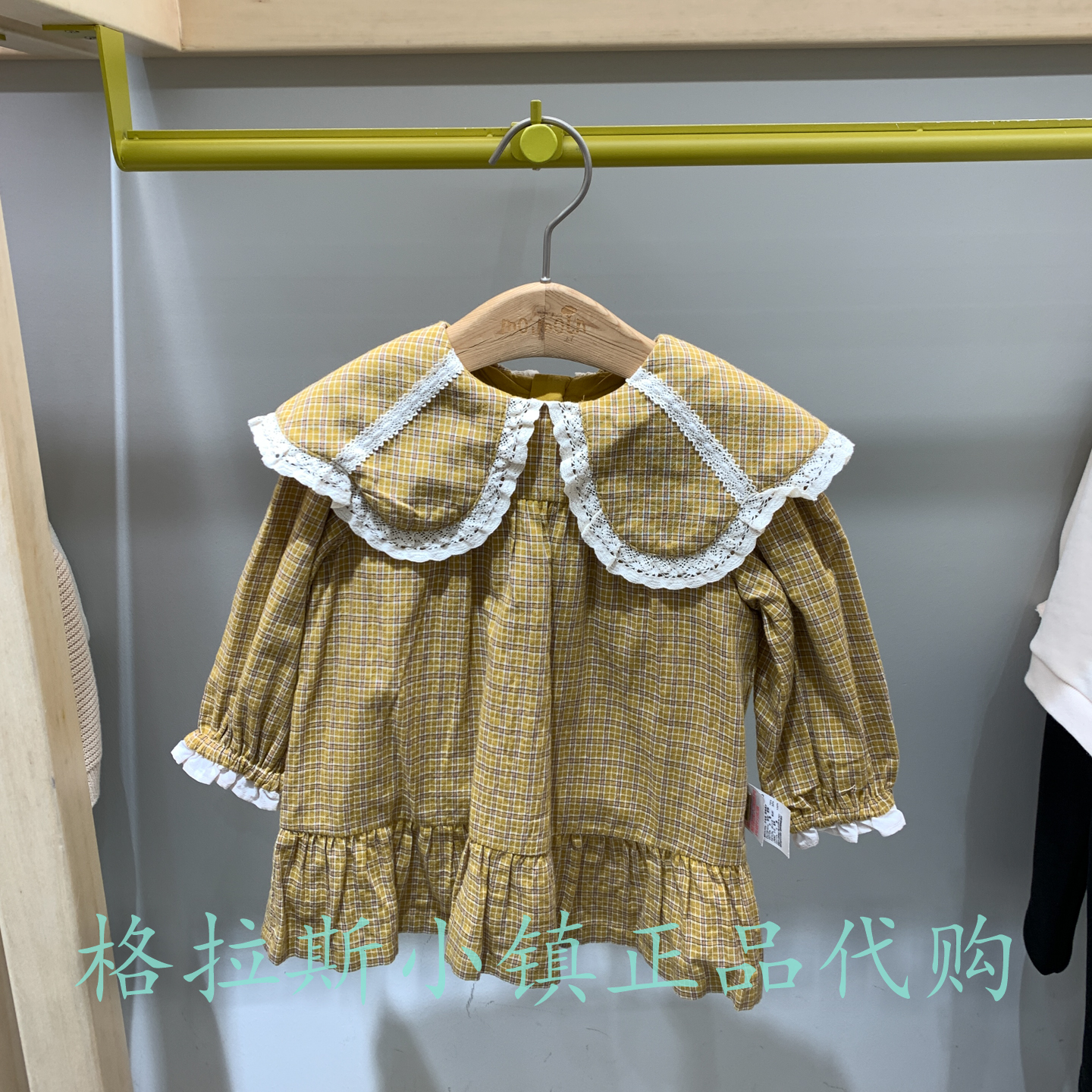 moimoln小云朵童装专柜正品特价冬女童翻领格子连衣裙LSF1BAOP43