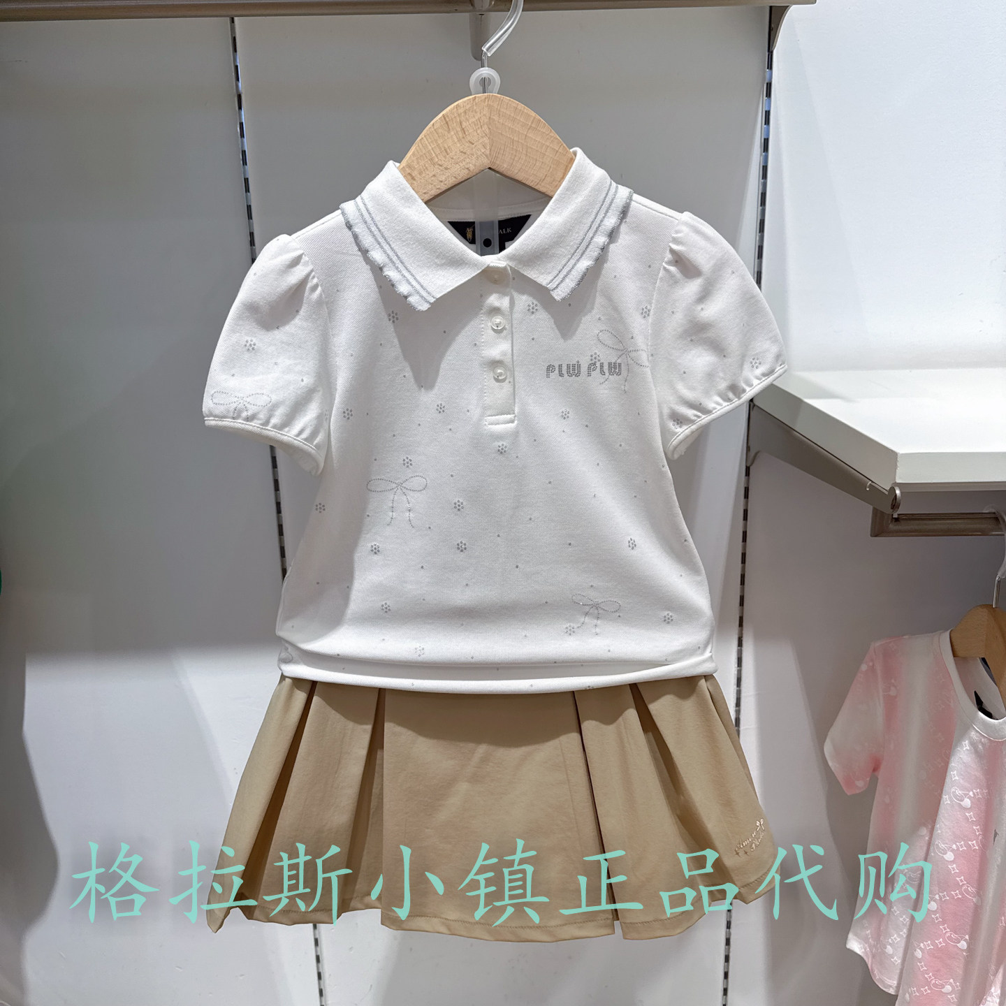 Polowalk童装夏女童翻领短袖T恤