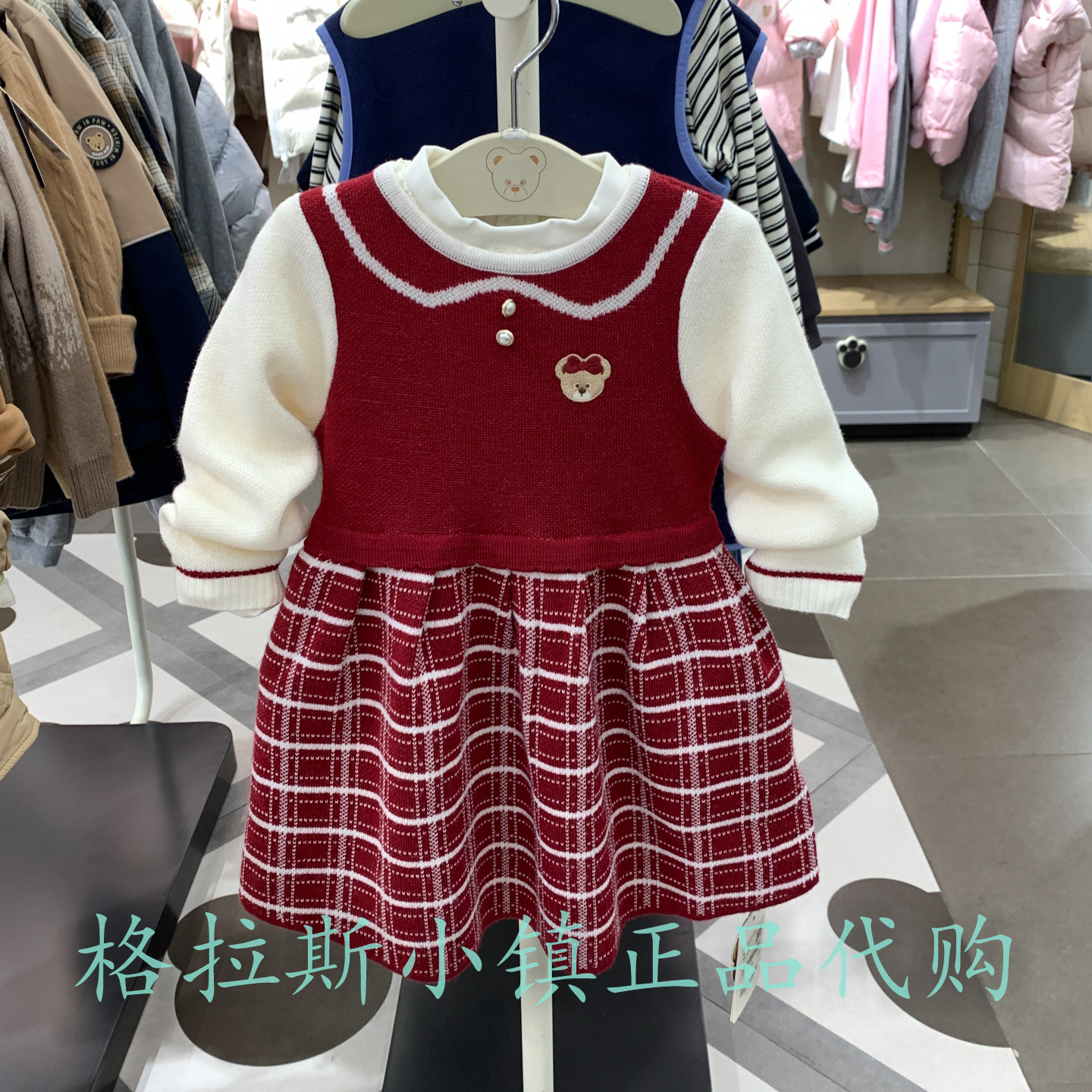 PawinPaw正品女宝可爱羊毛连衣裙