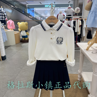 女童学院风翻领T恤EKLWF3821A 25秋新款 Elandkids衣恋童装 专柜正品