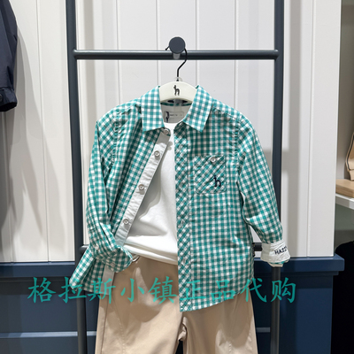 hazzys哈吉斯童装春男童格纹衬衫