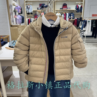 Elandkids衣恋童装专柜正品25冬款男童连帽羽绒服外套EKJDF4T02K