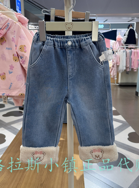 pawinpaw婴童专柜正品25年冬新款女宝加绒保暖牛仔裤PCTJF4V82M