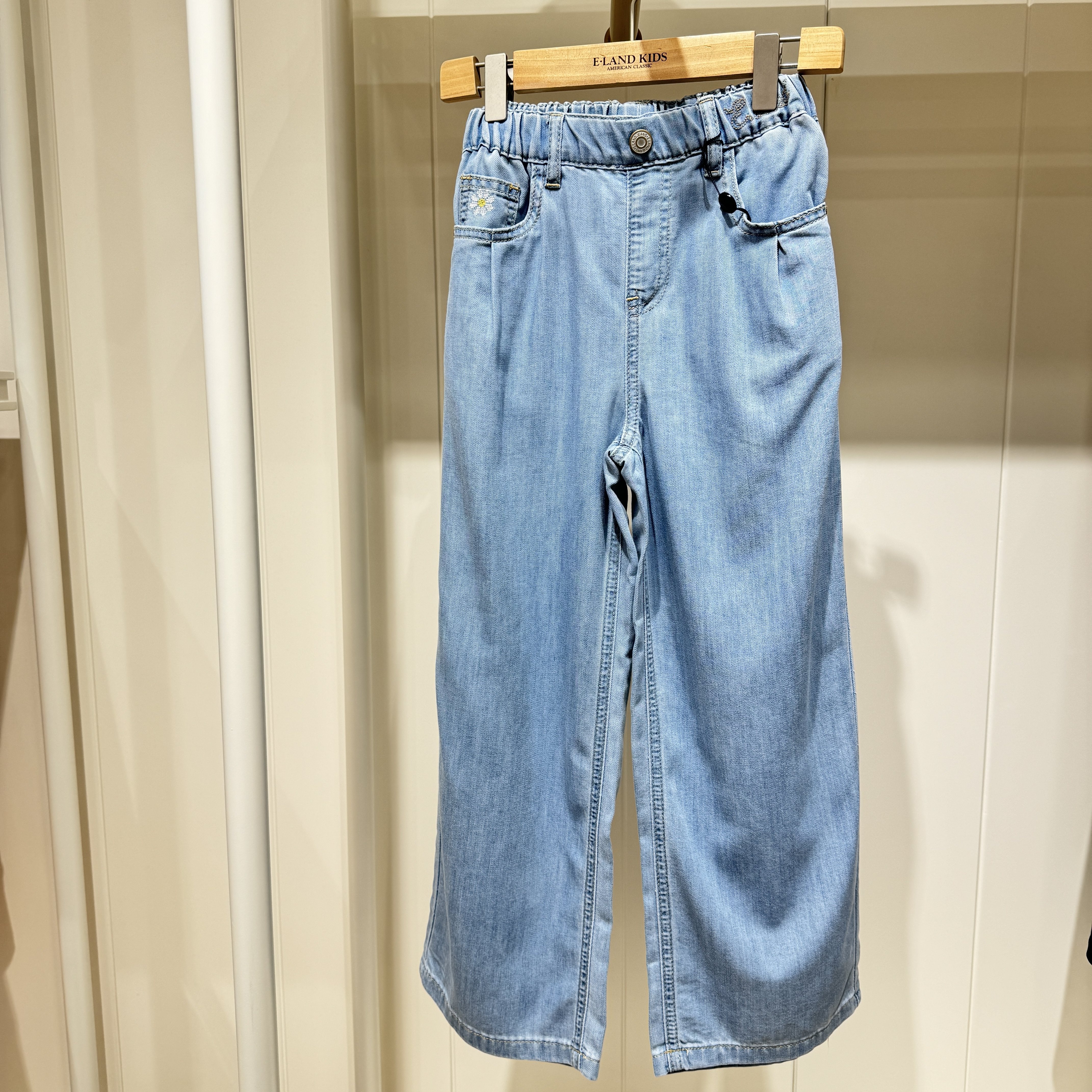 Elandkids衣恋童装专柜正品26夏款女童直筒水洗牛仔裤TJG2424K