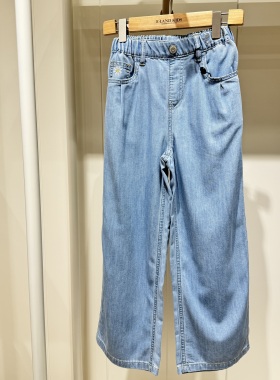 Elandkids衣恋童装专柜正品26夏款女童直筒水洗牛仔裤TJG2424K