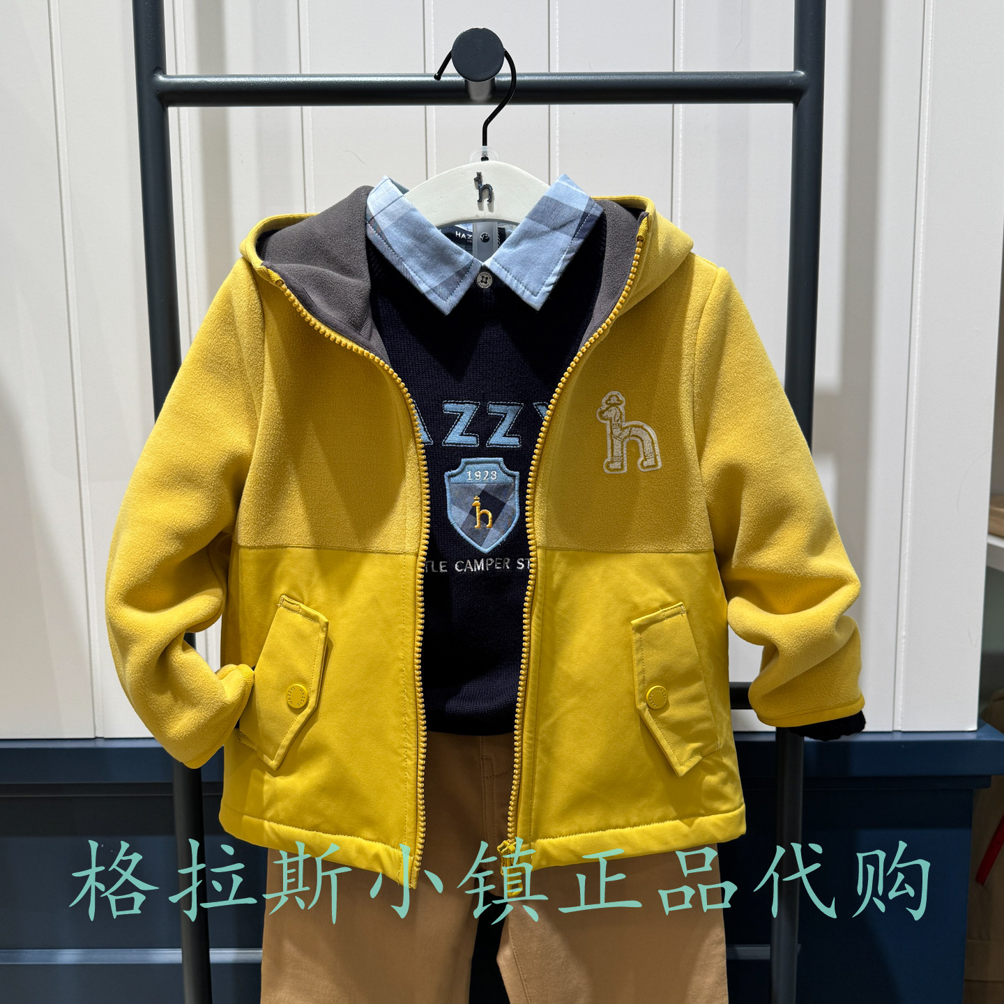 哈吉斯童装冬男童抗静电抓绒外套图片