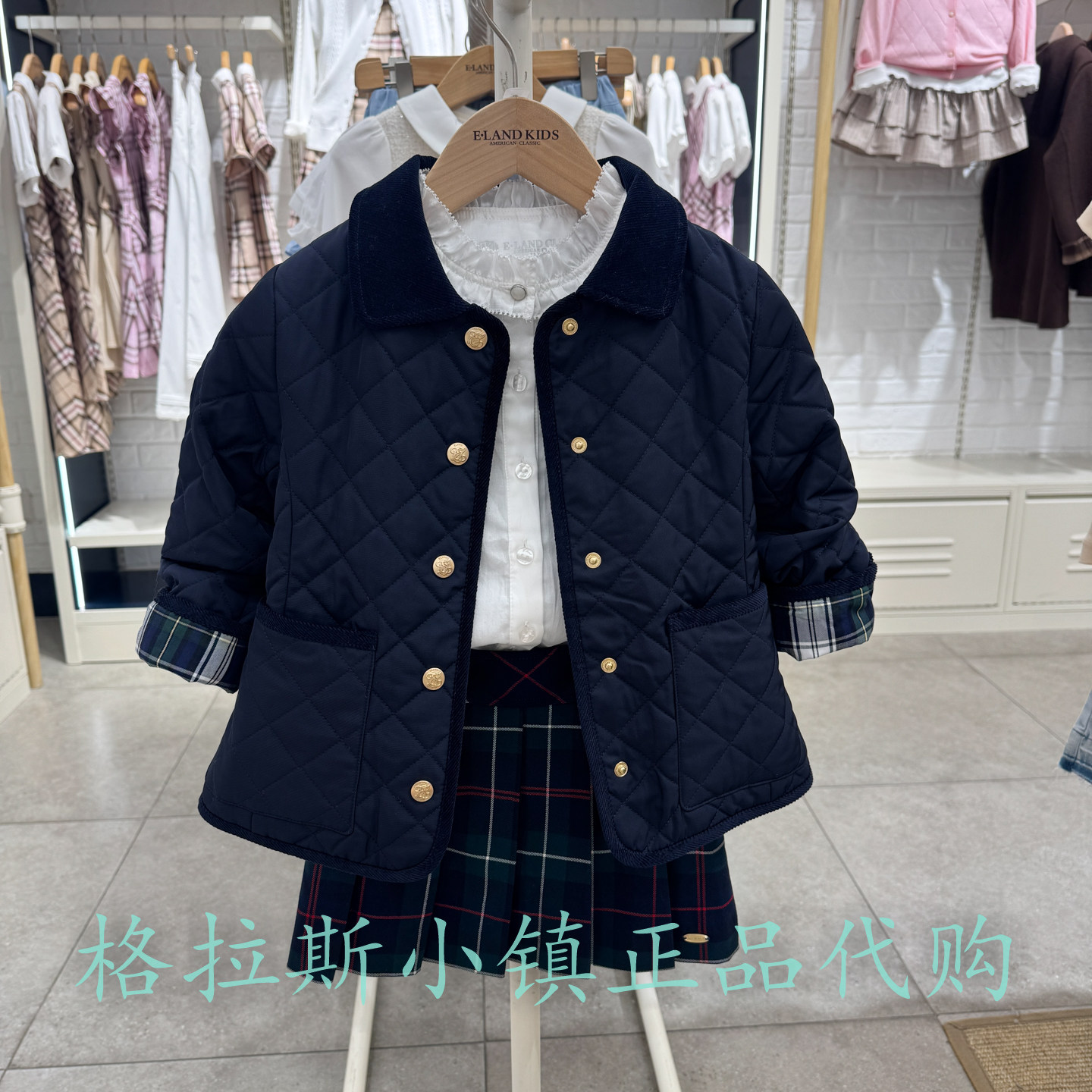 衣恋童装冬款女童翻领棉服外套
