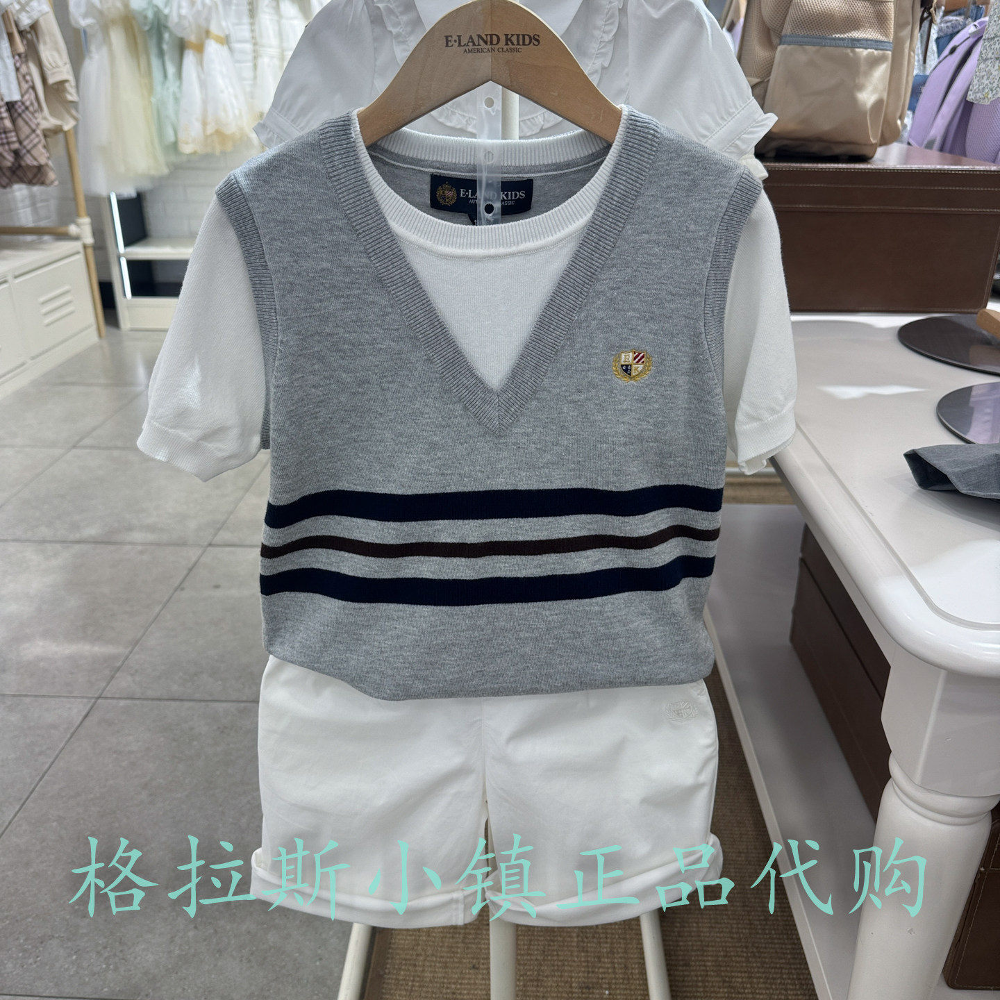 衣恋童装秋男童假两件短袖针织衫