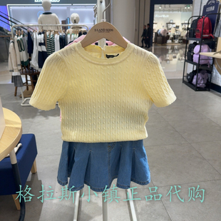 Elandkids衣恋童装专柜正品25夏款女童花边领针织短袖EKKAF2322A