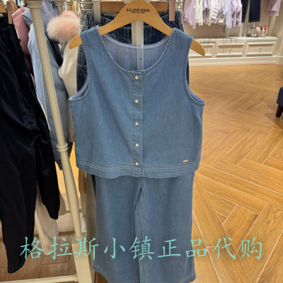 衣恋童装正品夏女童醋酸牛仔套装