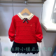 walk KIDS童装 专柜正品 Polo 25冬款 女童学院翻领毛衣C41W535C0443
