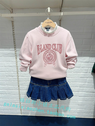 Elandkids衣恋童装专柜正品龙年春新款女童纯棉休闲卫衣MWE1111A