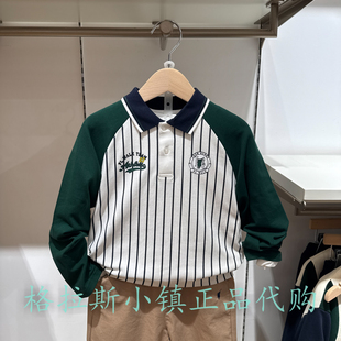 男童翻领长袖 Polo T恤B5JW532D0051 25秋款 专柜正品 walk KIDS童装
